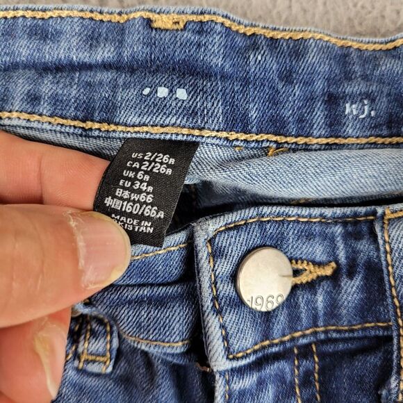 Gap Jeans Womens 2x26 Blue Denim Slim Stretch Classiccore Preppy Casual Distress - Picture 8 of 12